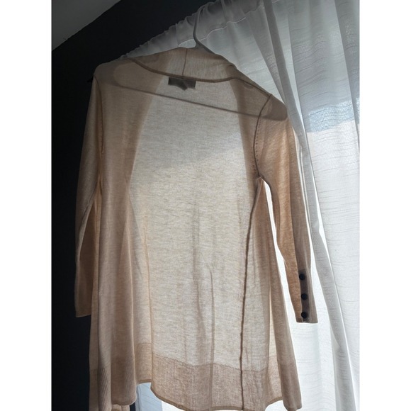 Mossimo Womens Cardigan Open Front 3/4 Sleeve Button Down Tan Beige Small S - Picture 2 of 5
